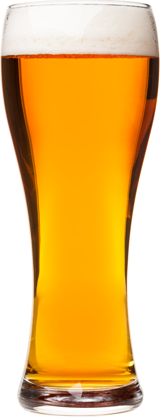 Tall Glass of Pilsner Beer with Head Isolated